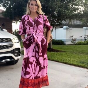 Tuckernuck Pink palms Lyles Maxi Dress